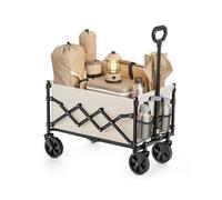 90 L Carro de Mano Plegable con 4 Ruedas Reforzadas y Asa Beige Arena