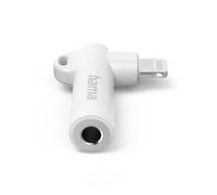 Hama | Adaptador Lightning a Jack 3,5 mm | Compatible con iPhone y iPad, conecta auriculares con jack 3,5 mm, conector en ángulo de 90°, sonido estéreo HiFi, Blanco