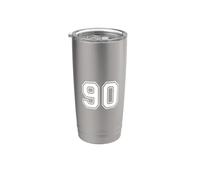 90 Number Ninety Team Sports Diseño gráfico a juego Varsity Vaso térmico de acero inoxidable de doble pared