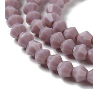 90 perlas de cristal de Bohemia de 4 mm, doble cono, perlas checas, perlas de cristal talladas, cuentas biconas (lila opaca)