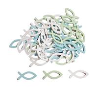 90 piezas de confeti de madera recortes de pescado decoraciones para celebración religiosa bautismo fiesta fiesta ceremonia de mesa adornos ceremonia religiosa decoración de mesa