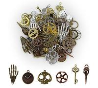 90 piezas surtidas de engranajes Steampunk, dijes de esqueleto vintage, colgante mezclado para collar, pulsera, accesorio de fabricación de joyas (colores mixtos de bronce y plata)