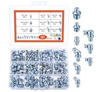 90 Piezas Surtido de Engrasadores, M6 M8 M10 Racores de Boquilla de Engrase Métricas Recto y ángulo de 45°, 90°, 180°, Engrasador Hidráulico Cónico para Prensas de Engrase Engrasador