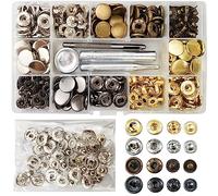 90 Sets Corchetes de Presión Metálicos 15mm, Botones de Presión con 4PCS Herramientas de Instalación, 4 Colores Botones de Presión para Ropa/Cuero/Vaquero/Bolsos (15mm)