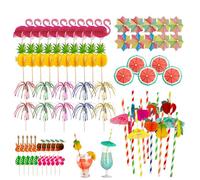 90 unidades de decoración de cócteles, sombrillas de fuegos artificiales, pajitas decorativas, agitadores, palillos de cóctel, bebidas, decoración para verano, fiestas, playa, bodas, bares, bebidas,