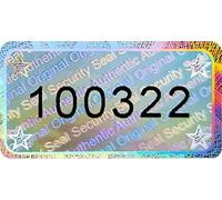 90 unidades - Sello de holograma 3D con número de serie - 30 x 16 mm plata brillante - Sello de seguridad, sello de calidad, etiquetas de seguridad, etiquetas autoadhesivas, etiquetas de sellado