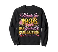 90 Year Old Made in 1936 Retro Floral 90th Birthday Women Sudadera