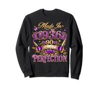 90 Year Old Made in 1936 Retro Floral 90th Birthday Women Sudadera