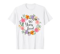 90 Years Loved 90th Birthday Floral 90 Year Old Men Women Camiseta