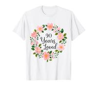 90 Years Loved Floral 90th Birthday Design for Mom Grandma Camiseta