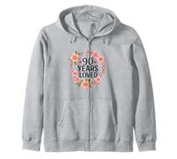 90 Years Loved Floral 90th Birthday Women 90 Years Old Sudadera con Capucha
