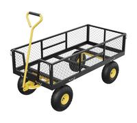 900 LB Carro de Jardín con Paneles Laterales de Malla Extraíbles, Carro Playa con 10" Grandes Ruedas y Mango Ajustable de 180°, Adecuado para Granjas, Corrales y Operaciones de Transporte
