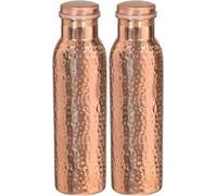 900 ML 30OZ Juego de 2 - Botella de agua 100% de cobre puro para viajeros o matraz de termo Ayurveda Beneficios para la salud - Botellas de agua de diseñador Botella de agua sin juntas, hecho a mano
