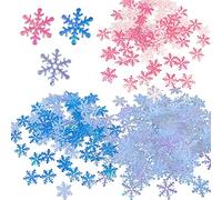 900 unidades de confeti de copos de nieve de 2 cm, color blanco, rosa, azul, copos de nieve artificiales, manualidades, adecuado para decorar bodas, fiestas de cumpleaños, Navidad