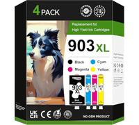 903XL - Cartuchos de tinta para HP 903XL Multipack Compatibles para Officejet Pro Officejet 6950 Officejet Pro 6960 6970 ( Negro, Cian, Magenta Amarillo, 4 unidades)