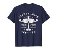 909 Apparel | Camiseta Tema Aviación Spitfire RAF Avión de Caza Británico Supermarine de WWII Azul Talla S Unisex Niños