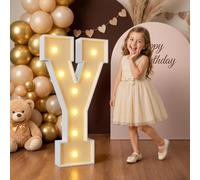 90cm Amarillo Letras Luminosas Decoración Cumpleaños Bautizo Fiesta, Cumpleaños Feliz Letras Decorativas, Letras LED Aniversario de Boda, La Fiesta de las Letras, Letras Luminosas Grandes, Letra Y