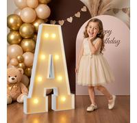 90cm Amarillo Letras Luminosas Decoración Cumpleaños Bautizo Fiesta, Cumpleaños Feliz Letras Decorativas, Letras LED Aniversario de Boda, La Fiesta de las Letras, Letras Luminosas Grandes, Letra A