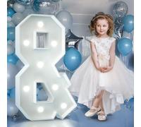 90cm Blanco Letras Luminosas Decoración Cumpleaños Bautizo Fiesta, Cumpleaños Feliz Letras Decorativas, Letras LED Aniversario de Boda, La Fiesta de las Letras, Letras Luminosas Grandes, Letra &