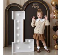 90cm Blanco Letras Luminosas Decoración Cumpleaños Bautizo Fiesta, Cumpleaños Feliz Letras Decorativas, Letras LED Aniversario de Boda, La Fiesta de las Letras, Letras Luminosas Grandes, Letra L