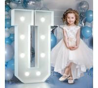 90cm Blanco Letras Luminosas Decoración Cumpleaños Bautizo Fiesta, Cumpleaños Feliz Letras Decorativas, Letras LED Aniversario de Boda, La Fiesta de las Letras, Letras Luminosas Grandes, Letra U