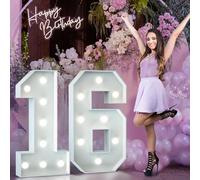 90cm Blanco Números Luminosos Decoración 16 Cumpleaños Bautizo Fiesta,Cumpleaños Feliz Letras LED, Decoracion Cumpleaños, Feliz Cumpleaños Decoracion, Happy Birthday Decoracion, Numero 16