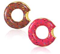 90cm Flotadores Hinchables Piscina para Adultos Niños,2 Piezas Rosas y Marrones Donut Caucho de Juguetes Flotador para Piscina,Juegos de Agua Círculo de Natación para Playa Fiesta de Verano