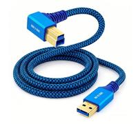 90Degree Cable de Impresora USB 3.0 de Ángulo Recto, Cable de Impresora 5Gbps Tipo A a B Macho Cable de Impresora Nylon Trenzado USB 3.0 Cable Escáner para Impresora, Monitor, Docking Station, Disco