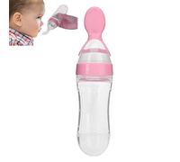 90ml Bebé Cereal Squeeze Bottle Anti Choke Botellas de alimentos que fluyen para bebés Cuchara dispensadora de alimentos Herramienta de autoalimentación para niños Vajilla para niños y niñas(Rosa)