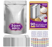90PCS Mylar Bolsas Con Absorbedor De Oxígeno Para El Almacenamiento De Alimentos 1 Cuarto 15 x 22 CM 8.6Mil, Mylar Bolsa Pequeña Con Absorbedor De Oxígeno 9000CC, Termosellable Recerrable