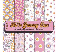 90's Groovy Era Scrapbook Paper Craft Pad: 10 Retro Pattern Designs, 20 Double-Sided Sheets Printed on 8.5"x8.5" Sized Paper With Premium Color. ... Collage, Cardstock, Gift Wrapping and More!