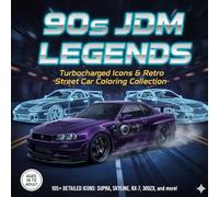 90s JDM Legends: The Turbocharged Icons Coloring Book: Retro Street Car Collection with Supra, Skyline, RX-7 & More - A Detailed Automotive Art Book for Ages 10 to Adult (The Drift & Drag Workshop)