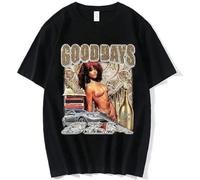 90S Rapper Sza Good Days Graphics Hip Hop Vintage Summer Unisex O-Neck 100% Cotton Short-Sleeve T-Shirts Black XXL