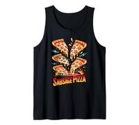 90s Vintage Sausage Pizza Slice Fast Food Pizzas Camiseta sin Mangas