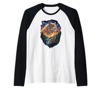 90s Wolf Stary Night - Lobos Aullando a la Luna Camiseta Manga Raglan