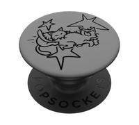 90s Y2K Cat Tomcat Luchando bajo el cielo estrellado PopSockets PopGrip Adhesivo