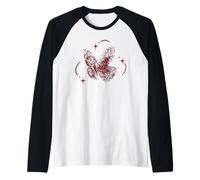 90s Y2K Estilo Tatuaje Punteado Punteado Mariposa Camiseta Manga Raglan