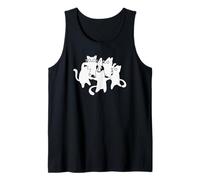 90s Y2K Lindos Gatos y Gatos Bailando Alrededor de un pez Camiseta sin Mangas