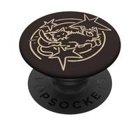 90s Y2K Tomcat Cat Luchando bajo el cielo estrellado PopSockets PopGrip Adhesivo