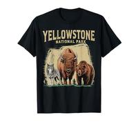 90s Yellowstone National Park Wolf And Bisonte Retro Camiseta