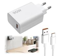 90W Cargador Carga Rapida con Cable USB C 2m de 6A | 90W Turbo Carga Rápida 6A Adaptador para 15 14 13 Ultra, 12T, Poco X4 Pro, F6, X7 Pro, 11, Note 12S, Pad 6