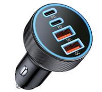 90W Cargador Coche Carga Rapida, 12V USB C Mechero Coche Cargador 4-Puerto PD&QC 3.0 Tipo-C Adaptador Plug para iPhone 17/Air/16/16e/15/14/13/Pro MAX, iPad, Samsung Galaxy S25/S24, Pixel 9/8, MacBook