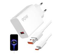 90W Cargador para Xiaomi Redmi, Cargador HyperCharge + Cable USB C 6A 1 m para Xiaomi 15/14/13 Ultra, Poco X7 Pro/F6, Redmi K80/Note 13 Pro 5G, Adaptador Turbo Charge 67W/45W/33W, Carga Rápida USB-C