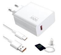 90W Cargador Rápido para Xiaomi, Cargador Móvil Carga Rápida Y Cable USB C 1M, USB Charger con Cable Tipo C, Carga Turbo para Xiaomi 15 Ultra/14/13, Redmi K80, Redmi Note 12/12S/12 Pro/Turbo 4/3