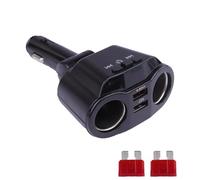 90W Splitter Mechero Coche 12V, Cargador de Coche 2 Puertos USB y 2 Tomas de Mechero, 5.3 Conexión Bluetooth, Interruptor LED y Voltímetro para Cargar Múltiples Dispositivos en el Vehículo