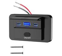 90W Toma de Carga USB 12V Montaje Superficial Ligero Dual USB C 36W y QC 3.0 18W Puerto del Coche, 12 Voltios Mechero Panel Cargador de Repuesto con Interruptor para Bus Marina Motocicleta