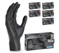 90x ARNOMED® Guantes nitrilo talla XXL Negro, Guantes desechables quirurgicos y laboratorio, Luvas nitrilo descartaveis sin polvo y látex, Manoplas nitrilo en XS, S, M, L, XL, XXL