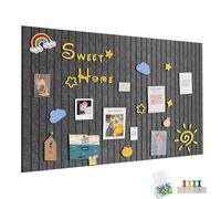 90x60cm Gran pizarra de fieltro autoadhesiva, tableros de notas adhesivas de fieltro con 30 alfileres, tablero de anuncios para decoración de pared para oficina, cocina, fotos, notas, gris oscuro