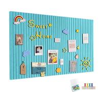 90x60cm Gran pizarra de fieltro autoadhesiva, tableros de notas de fieltro, tableros de notas con 30 alfileres, tablero de anuncios para decoración de pared para oficina, cocina, fotos, notas, azul