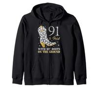 91 & Proud with My Boots On The Ground 91 Años Cumpleaños Sudadera con Capucha